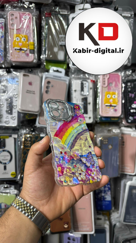 کاور گوشی مدل پروانه بابونه رنگین کمان Babooneh Butterfly Ruby استنشو مناسب برای iPhone 16 pro maxآیفون