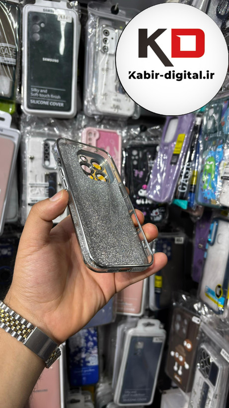 قاب گوشی iPhone 16 Pro Max آیفون پروانه آموره نگین دار برجسته شاینی مدل Butterfly