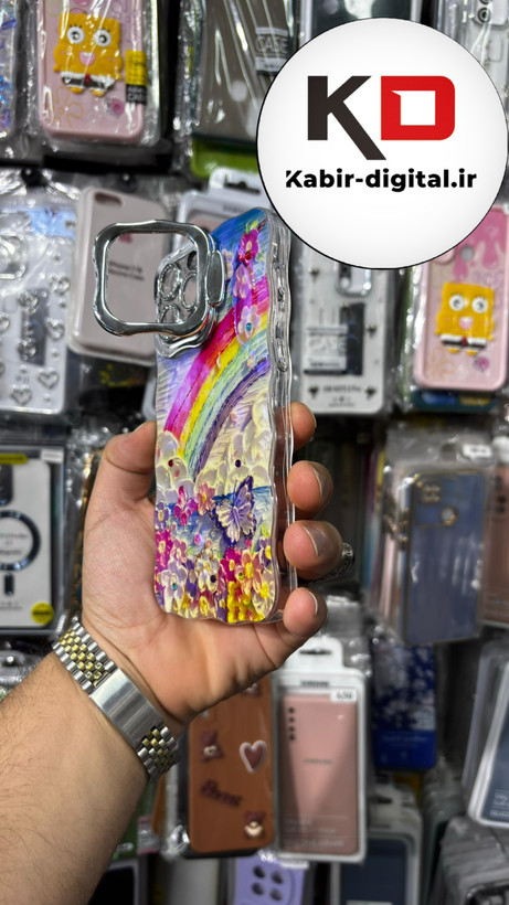 کاور گوشی مدل پروانه بابونه رنگین کمان Babooneh Butterfly Ruby استنشو مناسب برای iPhone 16 pro maxآیفون