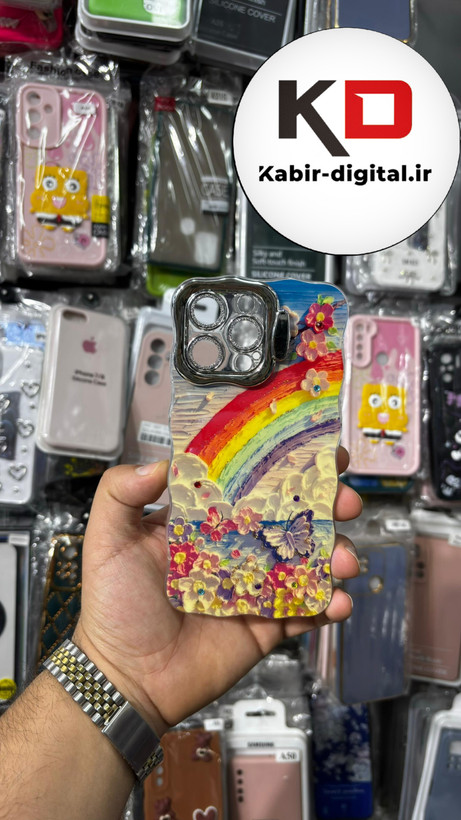 کاور گوشی مدل پروانه بابونه رنگین کمان Babooneh Butterfly Ruby استنشو مناسب برای iPhone 16 pro maxآیفون