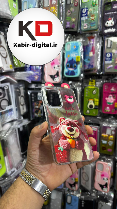 کاور گوشی Galaxy A53 سامسونگ فانتزی سخت Hard لیزری عروسکی برجسته خرس صورتی کیوت
