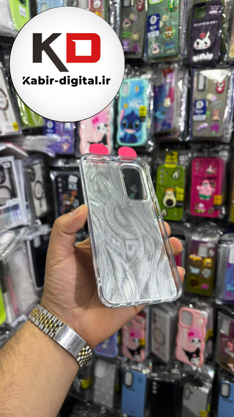 کاور گوشی Galaxy A25 سامسونگ فانتزی سخت Hard لیزری عروسکی برجسته خرس صورتی کیوت
