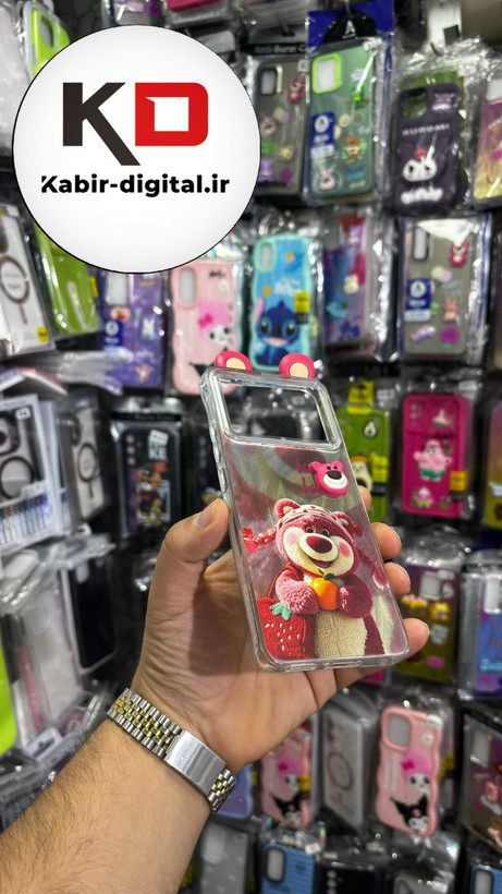 قاب گوشی Redmi K70E/POCO X6 Pro شیائومی فانتزی سخت Hard لیزری عروسکی برجسته خرس صورتی کیوت