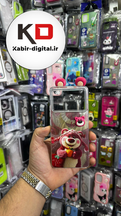 قاب گوشی Redmi K70E/POCO X6 Pro شیائومی فانتزی سخت Hard لیزری عروسکی برجسته خرس صورتی کیوت