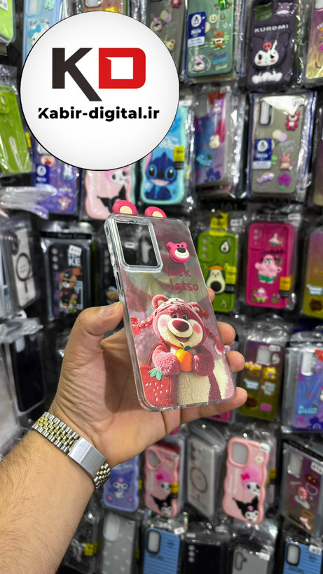 قاب گوشی Galaxy A16 / A26/A17 سامسونگ فانتزی سخت Hard لیزری عروسکی برجسته خرس صورتی کیوت