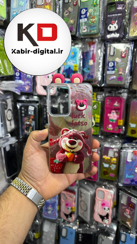 قاب گوشی Galaxy A16 / A26/A17 سامسونگ فانتزی سخت Hard لیزری عروسکی برجسته خرس صورتی کیوت