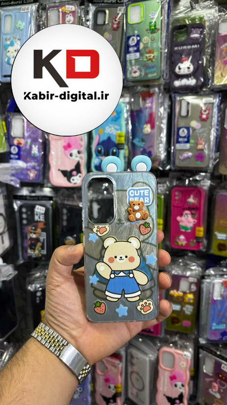 کاور گوشی Galaxy A54 سامسونگ فانتزی سخت Hard لیزری عروسکی برجسته خرس کیوت