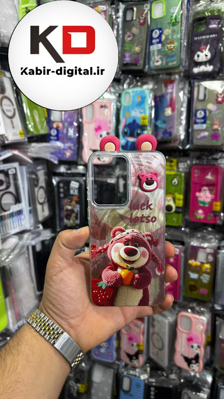 کاور گوشی Galaxy A36/A56 سامسونگ فانتزی سخت Hard لیزری عروسکی برجسته خرس صورتی کیوت