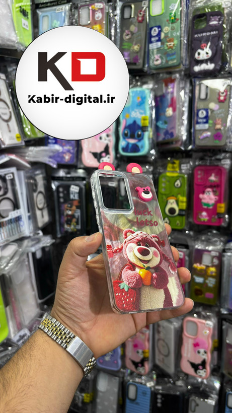 کاور گوشی Galaxy A36/A56 سامسونگ فانتزی سخت Hard لیزری عروسکی برجسته خرس صورتی کیوت