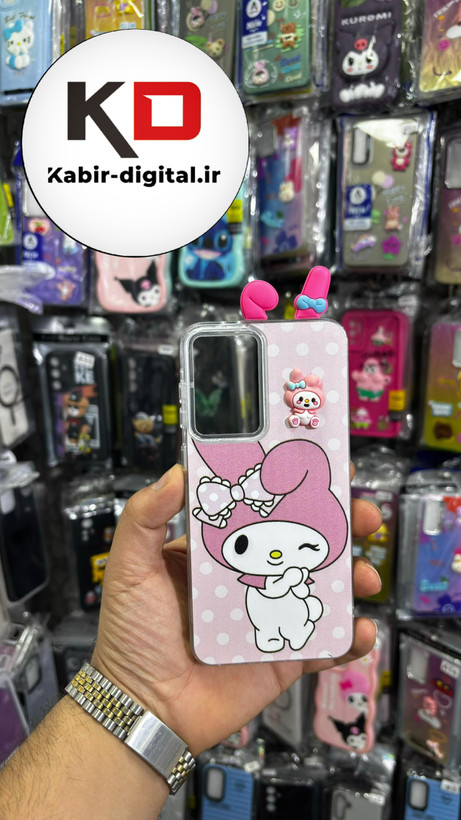 کاور گوشی Galaxy A36/A56 سامسونگ فانتزی سخت Hard لیزری عروسکی برجسته ملودی صورتی کیوت
