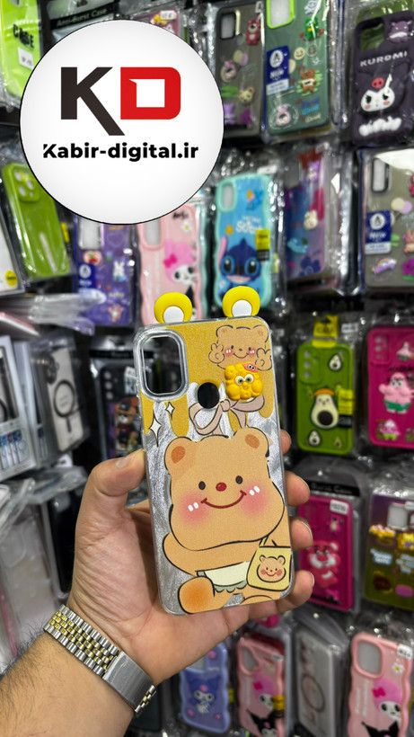کاور گوشی Galaxy A11/M11 سامسونگ فانتزی سخت Hard لیزری عروسکی برجسته خرس زرد کیوت