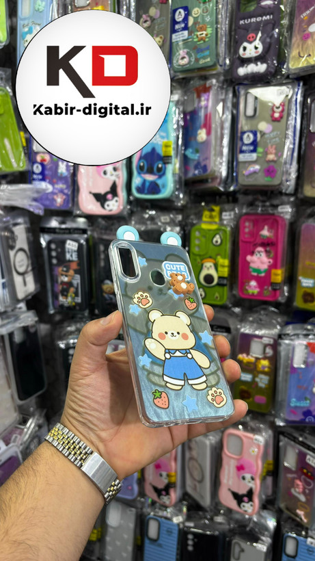 کاور گوشی Galaxy A20s سامسونگ فانتزی سخت Hard لیزری عروسکی برجسته خرس کیوت