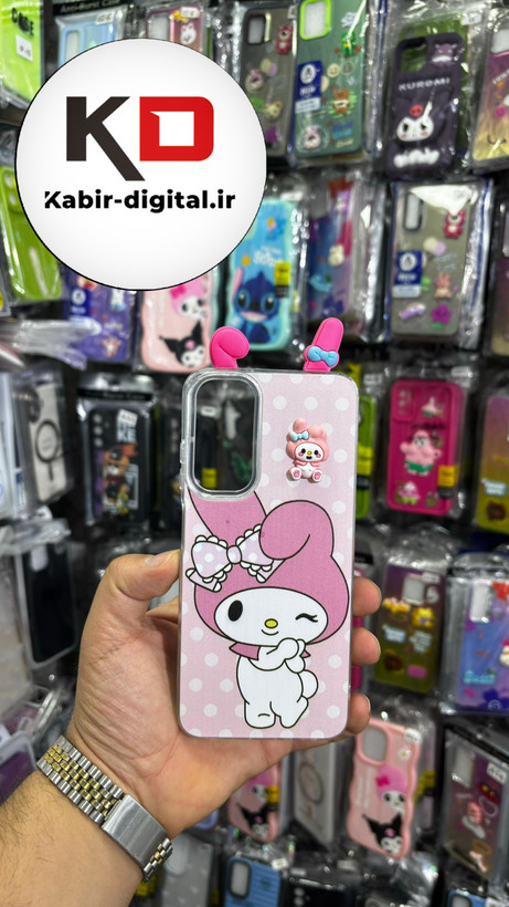 کاور گوشی Galaxy A05s سامسونگ فانتزی سخت Hard لیزری عروسکی برجسته ملودی صورتی کیوت