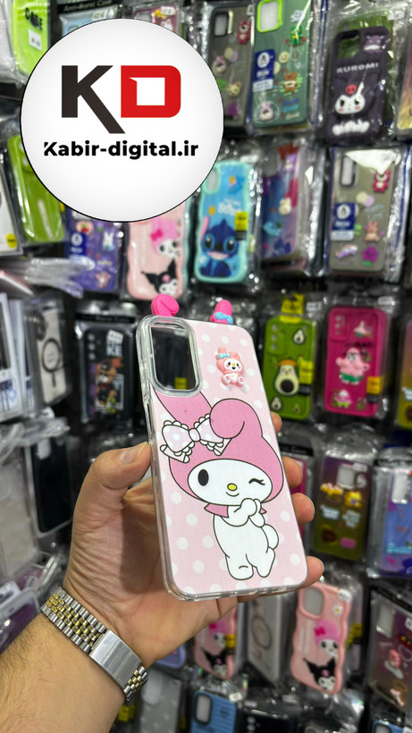 کاور گوشی Galaxy A05s سامسونگ فانتزی سخت Hard لیزری عروسکی برجسته ملودی صورتی کیوت