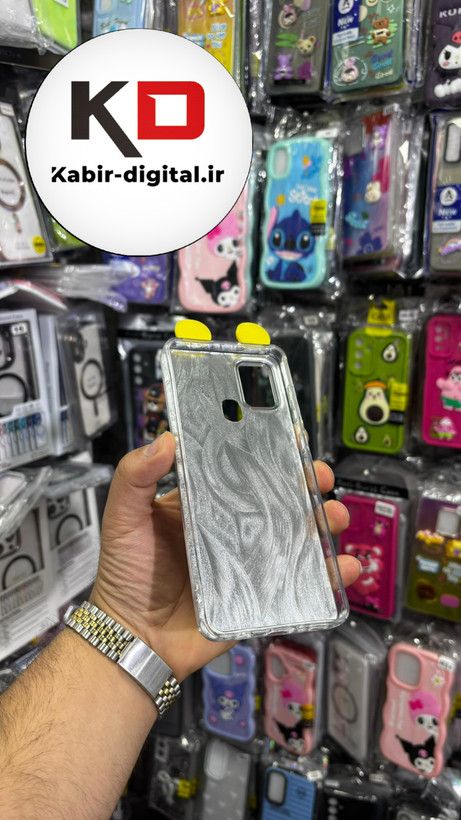 کاور گوشی Galaxy A21s سامسونگ فانتزی سخت Hard لیزری عروسکی برجسته خرس زرد کیوت