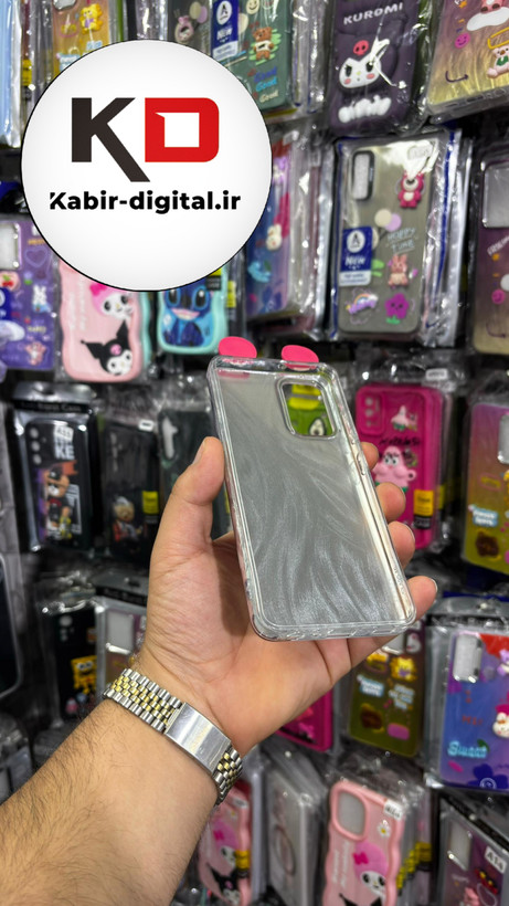 کاور گوشی Galaxy A32 4G سامسونگ فانتزی سخت Hard لیزری عروسکی برجسته خرس صورتی کیوت
