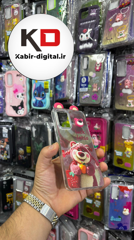 کاور گوشی Galaxy A32 4G سامسونگ فانتزی سخت Hard لیزری عروسکی برجسته خرس صورتی کیوت