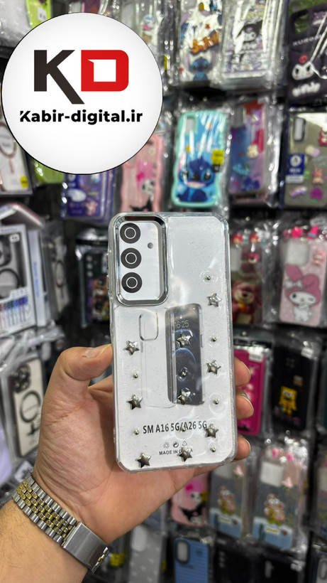 قاب گوشی Galaxy A16 / A26/A17 سامسونگ لاکچری شفاف رزینی طرح شاین لنز کرومی طرح ستاره