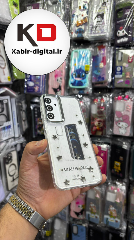 قاب گوشی Galaxy A16 / A26/A17 سامسونگ لاکچری شفاف رزینی طرح شاین لنز کرومی طرح ستاره