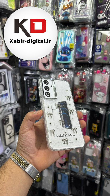 قاب گوشی Galaxy A16 / A26/A17 سامسونگ لاکچری شفاف رزینی طرح شاین لنز کرومی طرح پاپیون کرومی