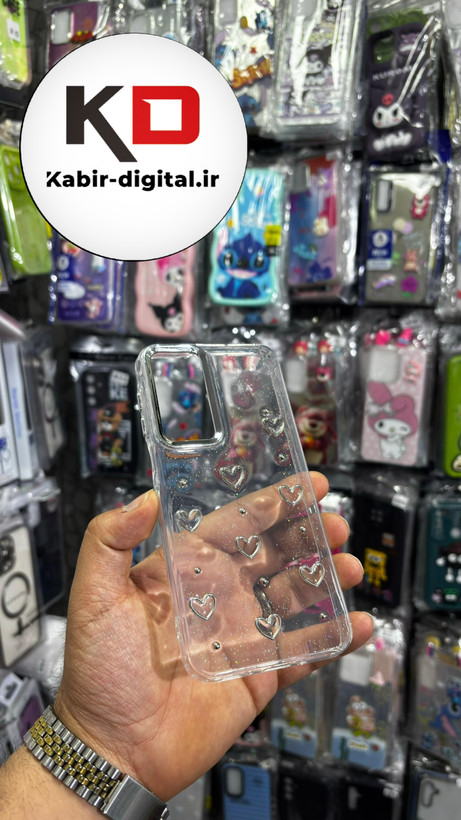 قاب گوشی Galaxy A16 / A26/A17 سامسونگ لاکچری شفاف رزینی طرح شاین لنز کرومی طرح قلب