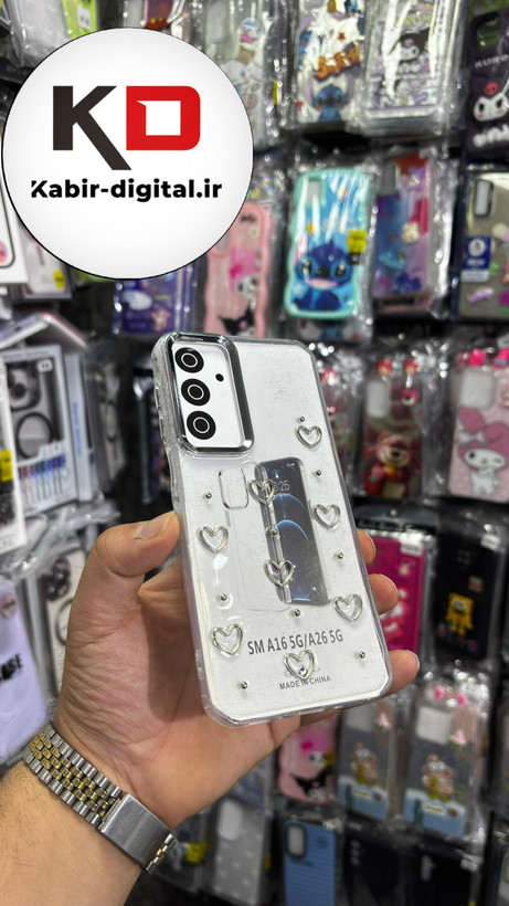 قاب گوشی Galaxy A16 / A26/A17 سامسونگ لاکچری شفاف رزینی طرح شاین لنز کرومی طرح قلب