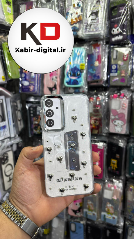 قاب گوشی Galaxy A16 / A26/A17 سامسونگ لاکچری شفاف رزینی طرح شاین لنز کرومی طرح قلب