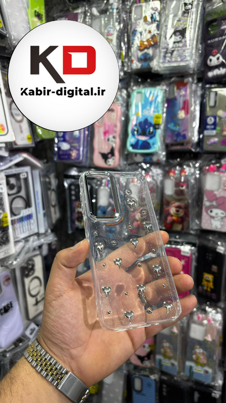 قاب گوشی Galaxy A16 / A26/A17 سامسونگ لاکچری شفاف رزینی طرح شاین لنز کرومی طرح قلب