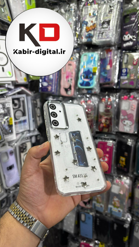 قاب گوشی Galaxy A55/A35سامسونگ لاکچری شفاف رزینی طرح شاین لنز کرومی طرح ستاره