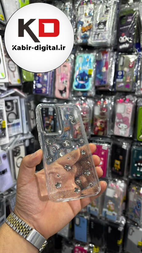 قاب گوشی Galaxy A55/A35سامسونگ لاکچری شفاف رزینی طرح شاین لنز کرومی طرح ستاره