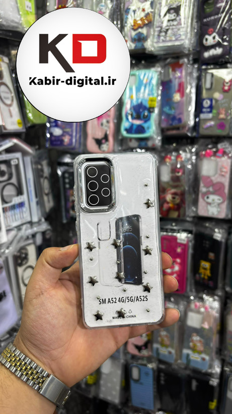 قاب گوشی Galaxy A52/A52sسامسونگ لاکچری شفاف رزینی طرح شاین لنز کرومی طرح ستاره