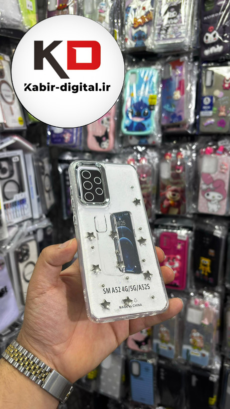 قاب گوشی Galaxy A52/A52sسامسونگ لاکچری شفاف رزینی طرح شاین لنز کرومی طرح ستاره