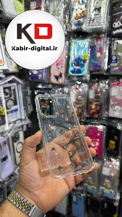 قاب گوشی Galaxy A52/A52sسامسونگ لاکچری شفاف رزینی طرح شاین لنز کرومی طرح ستاره