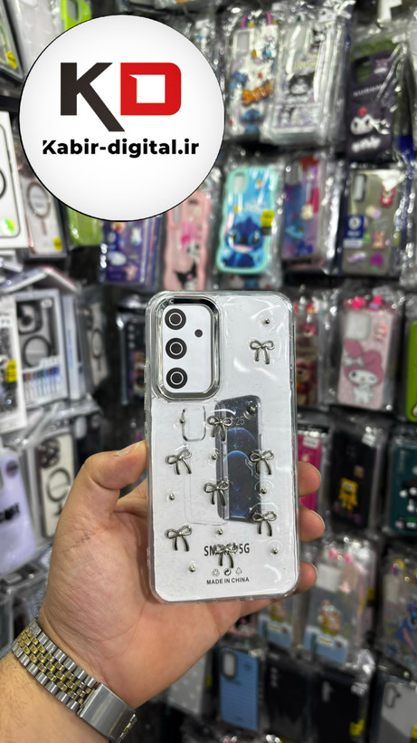 قاب گوشی Galaxy A54سامسونگ لاکچری شفاف رزینی طرح شاین لنز کرومی طرح پاپیون کرومی