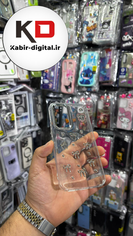 قاب گوشی Galaxy A54سامسونگ لاکچری شفاف رزینی طرح شاین لنز کرومی طرح پاپیون کرومی