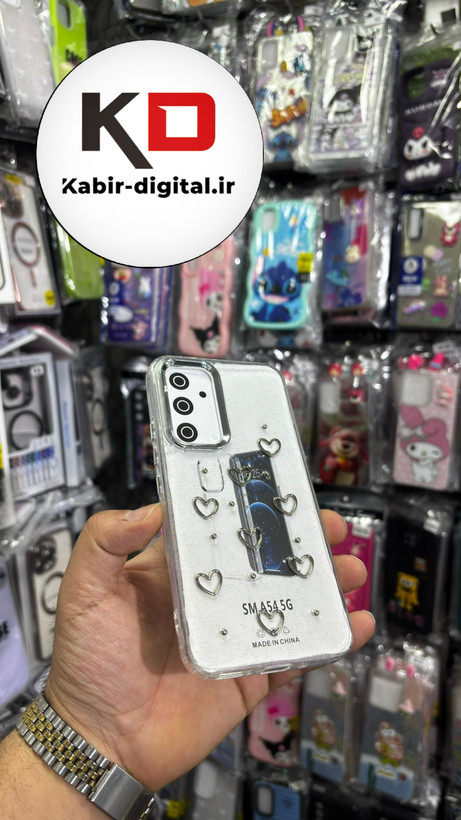 قاب گوشی Galaxy A54سامسونگ لاکچری شفاف رزینی طرح شاین لنز کرومی طرح قلب
