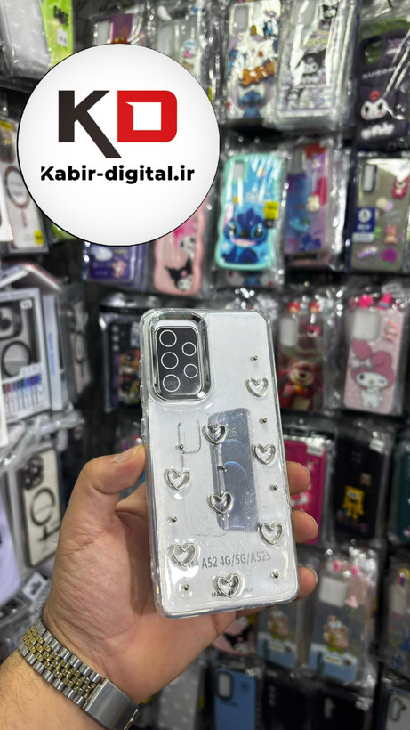 قاب گوشی Galaxy A52/A52sسامسونگ لاکچری شفاف رزینی طرح شاین لنز کرومی طرح قلب