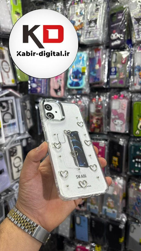 قاب گوشی Galaxy A06سامسونگ لاکچری شفاف رزینی طرح شاین لنز کرومی طرح قلب