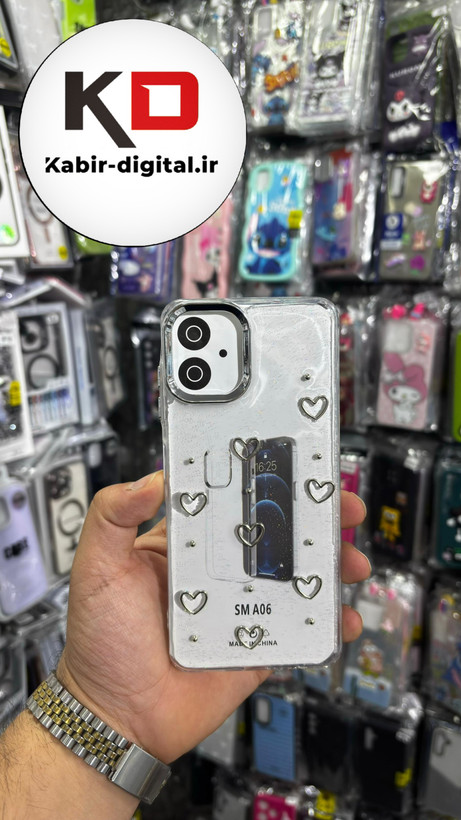 قاب گوشی Galaxy A06سامسونگ لاکچری شفاف رزینی طرح شاین لنز کرومی طرح قلب