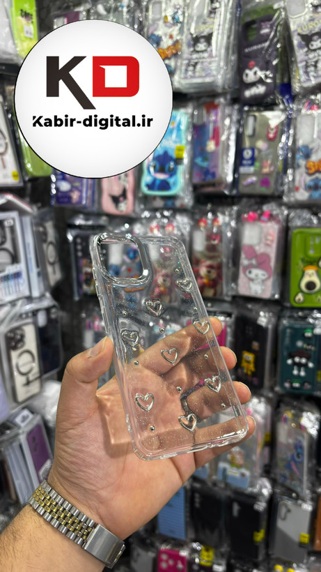 قاب گوشی Galaxy A06سامسونگ لاکچری شفاف رزینی طرح شاین لنز کرومی طرح قلب