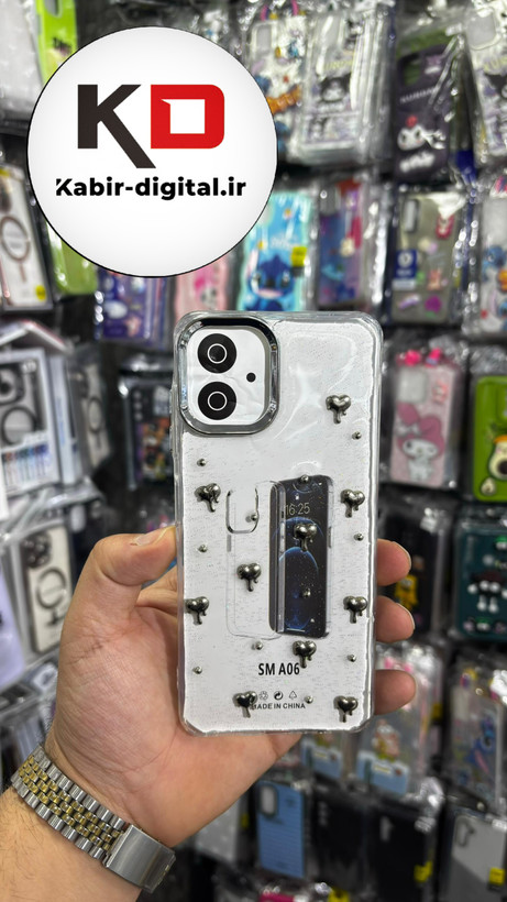 قاب گوشی Galaxy A06سامسونگ لاکچری شفاف رزینی طرح شاین لنز کرومی طرح قلب