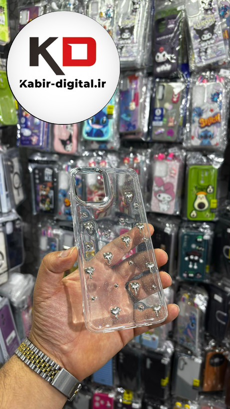 قاب گوشی Galaxy A06سامسونگ لاکچری شفاف رزینی طرح شاین لنز کرومی طرح قلب
