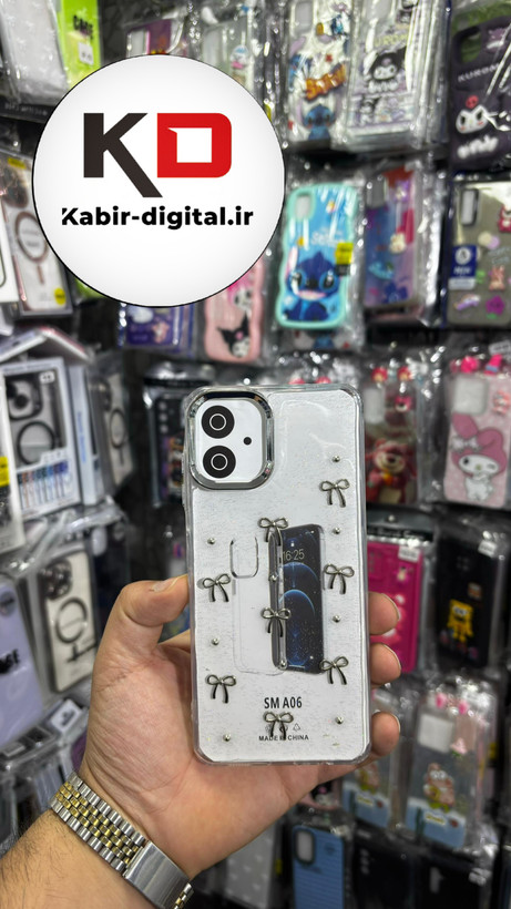 قاب گوشی Galaxy A06سامسونگ لاکچری شفاف رزینی طرح شاین لنز کرومی طرح پاپیون کرومی