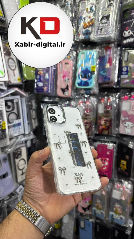 قاب گوشی Galaxy A06سامسونگ لاکچری شفاف رزینی طرح شاین لنز کرومی طرح پاپیون کرومی