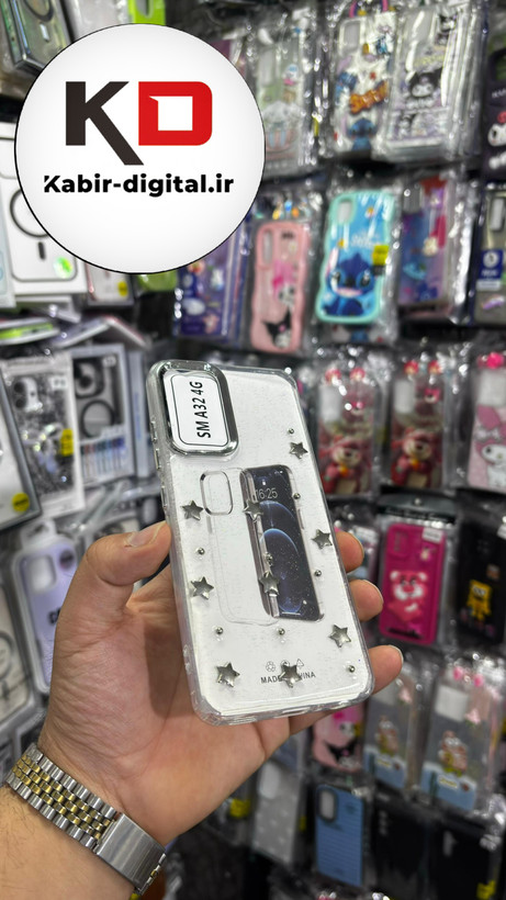 قاب گوشی Galaxy A32 4Gسامسونگ لاکچری شفاف رزینی طرح شاین لنز کرومی طرح ستاره