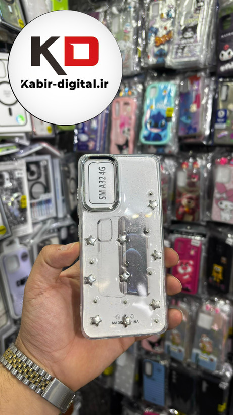 قاب گوشی Galaxy A32 4Gسامسونگ لاکچری شفاف رزینی طرح شاین لنز کرومی طرح ستاره