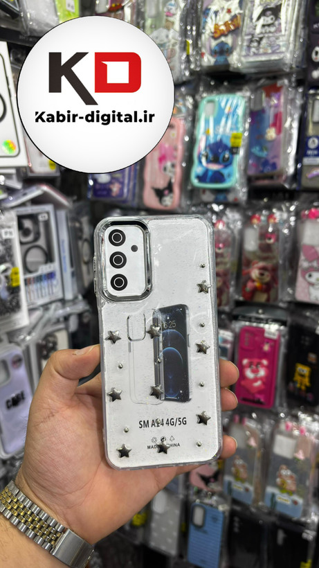 قاب گوشی Galaxy A14سامسونگ لاکچری شفاف رزینی طرح شاین لنز کرومی طرح ستاره
