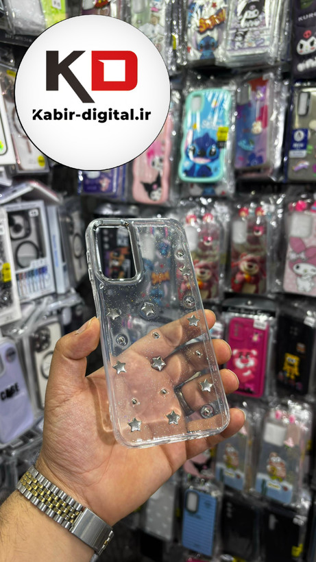 قاب گوشی Galaxy A14سامسونگ لاکچری شفاف رزینی طرح شاین لنز کرومی طرح ستاره