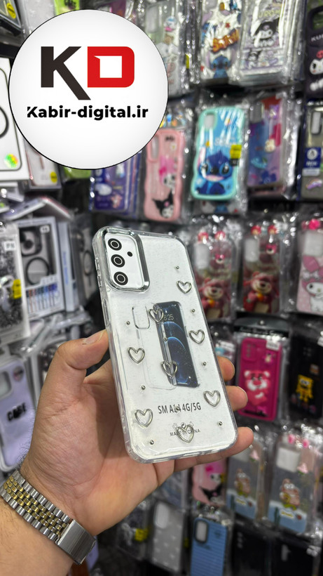 قاب گوشی Galaxy A14سامسونگ لاکچری شفاف رزینی طرح شاین لنز کرومی طرح قلب