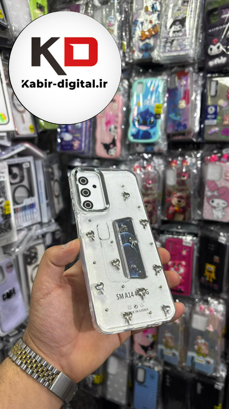 قاب گوشی Galaxy A14سامسونگ لاکچری شفاف رزینی طرح شاین لنز کرومی طرح قلب